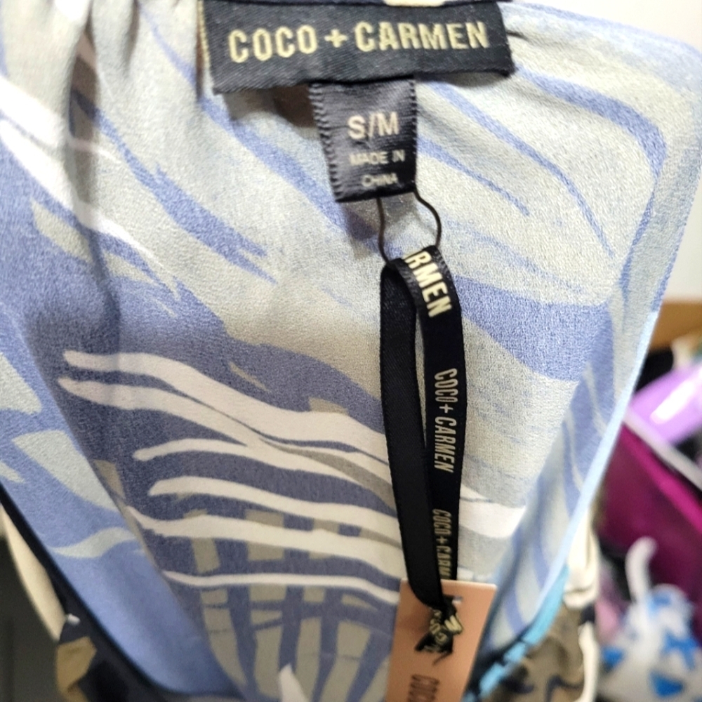 Coco + Carmen Tropical Leaf Print Dress S/M NWT - Picture 8 of 8